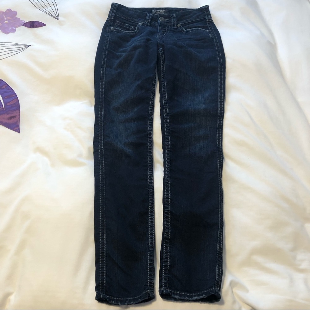 Silver Suki Mid Skinny 27/31 Dark Wash Indigo - Picture 3 of 15